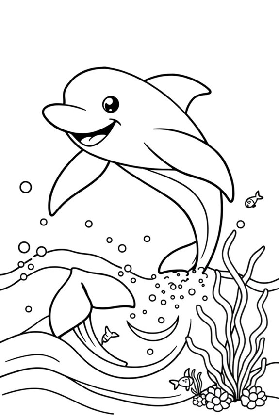 freundliche Delfin-Malvorlage