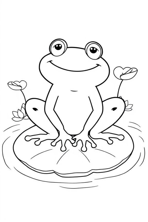 Frosch Seerosenblatt Ausmalbild