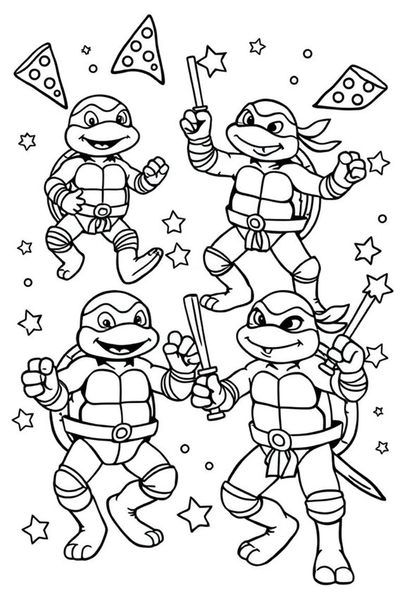 lustige Ninja Schildkröten Ausmalbild