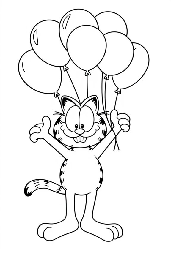 Garfield Luftballons Ausmalbild
