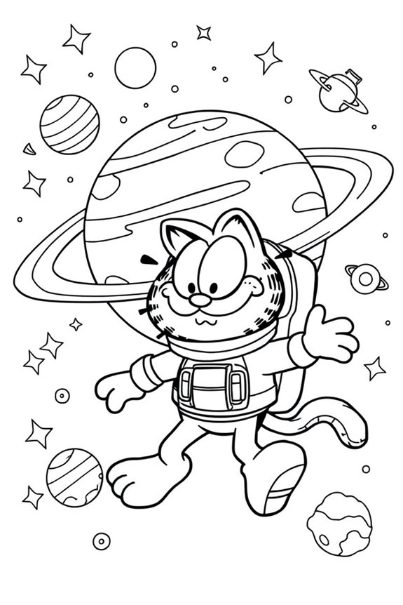Garfield Weltraum Ausmalbild