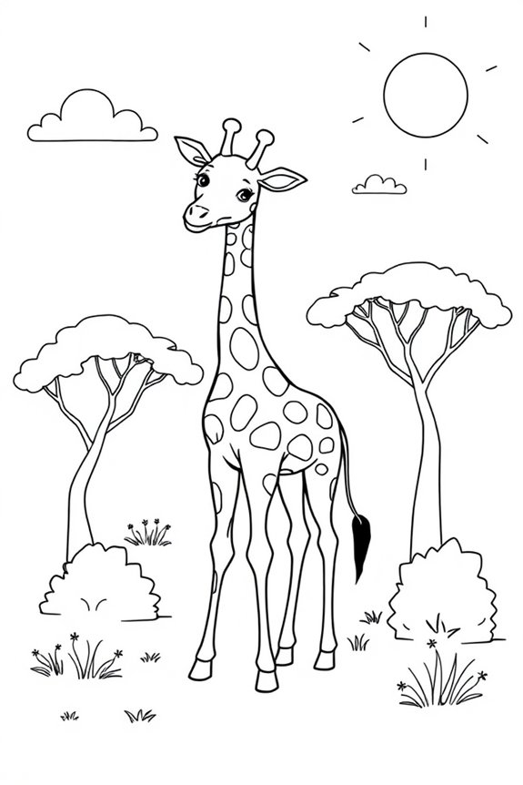 sanfte Giraffen-Ausmalvorlage