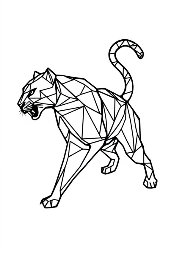 geometrische schwarze Panther Ausmalbild