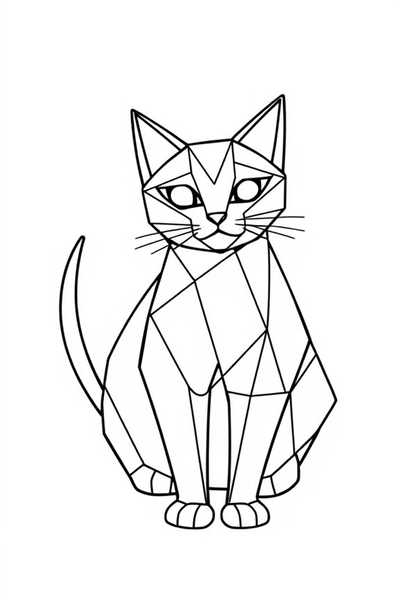 geometrische Katzen-Ausmalbild