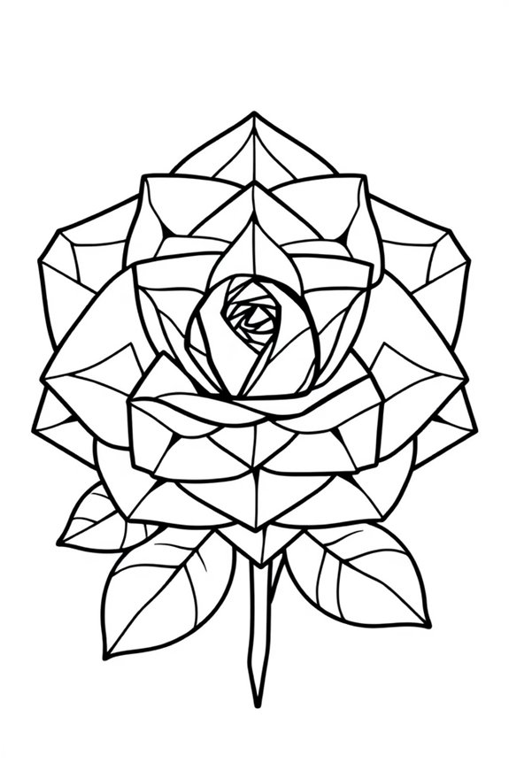 geometrische Rosen-Ausmalvorlage