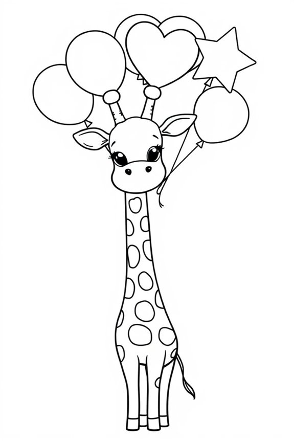 Giraffen-Luftballon-Malvorlage