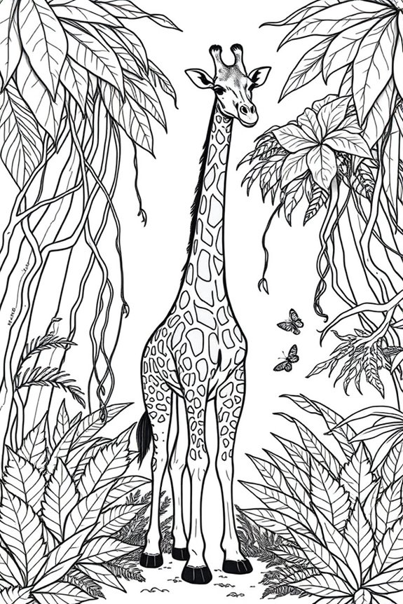 Giraffen-Dschungel-Ausmalbild