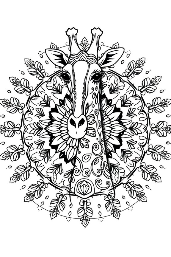 Giraffen-Mandala-Ausmalbild