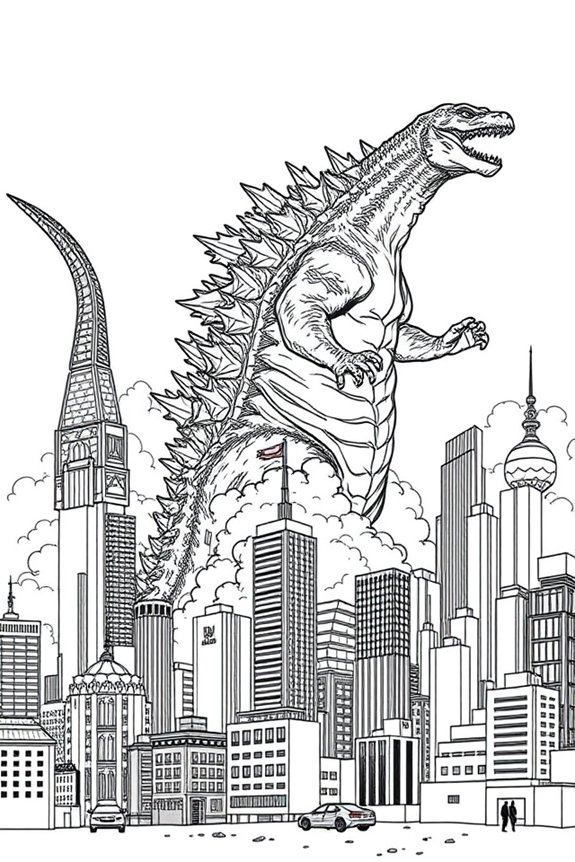 Godzilla Stadt Szene Ausmalbild