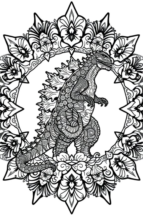 Godzilla Mandala Ausmalbild