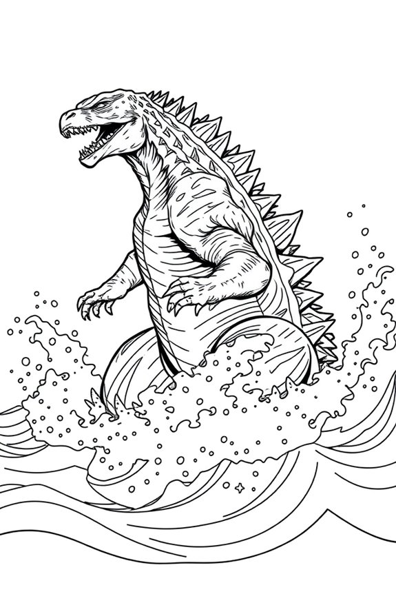 Godzilla Ozean Ausmalbild