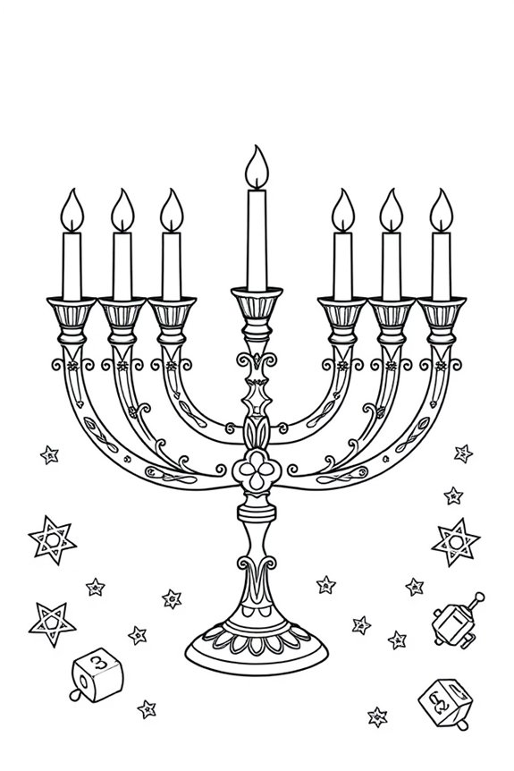 Hanukkah-Menora-Ausmalbild