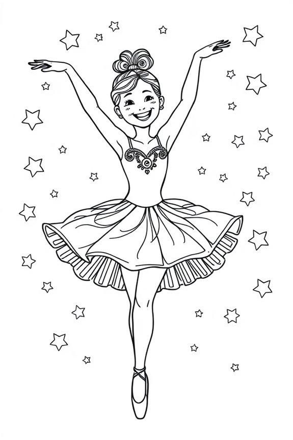 glückliche Ballerina Ausmalbild