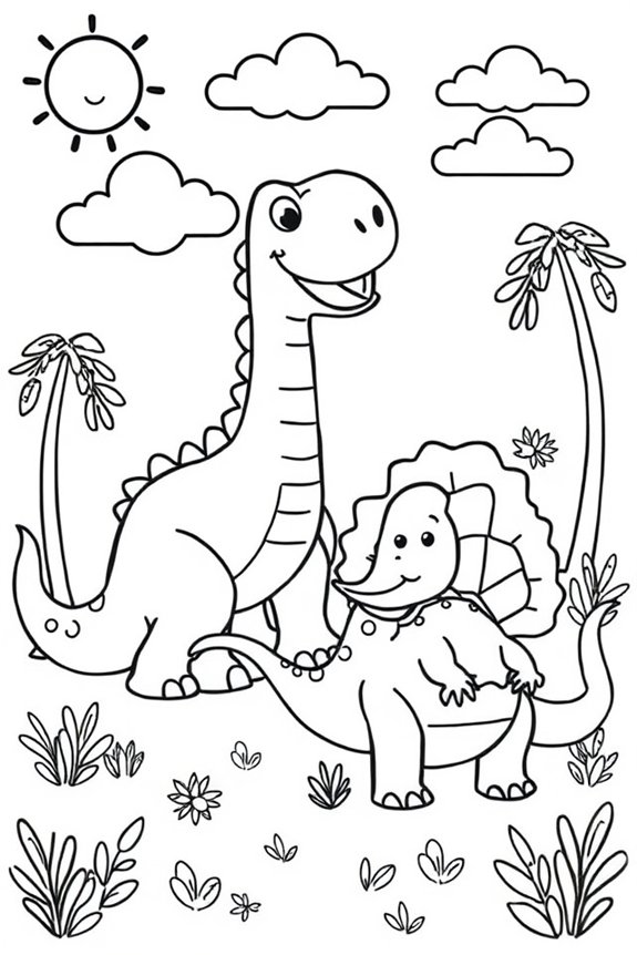 glücklicher Dinosaurier Ausmalbild