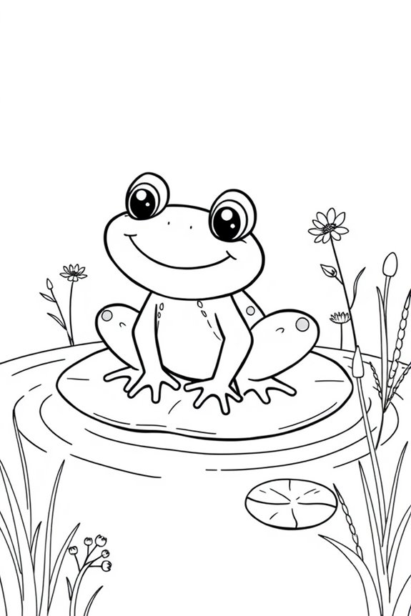 fröhlicher Froschteich Ausmalbild