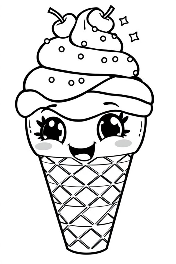 fröhliche Eiscreme Ausmalbild