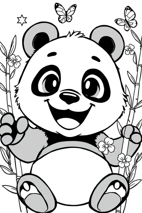 glücklicher Panda Anime Ausmalbild