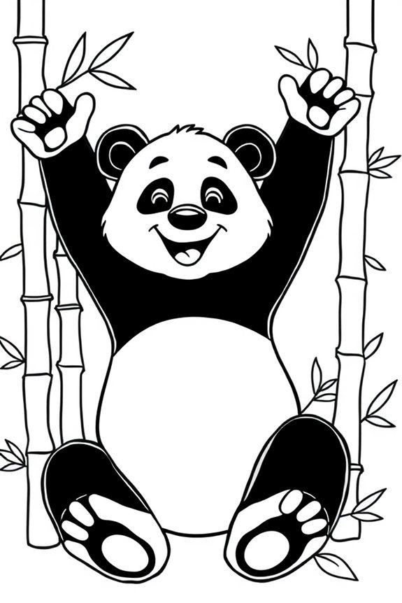 fröhliche Panda-Ausmalvorlage