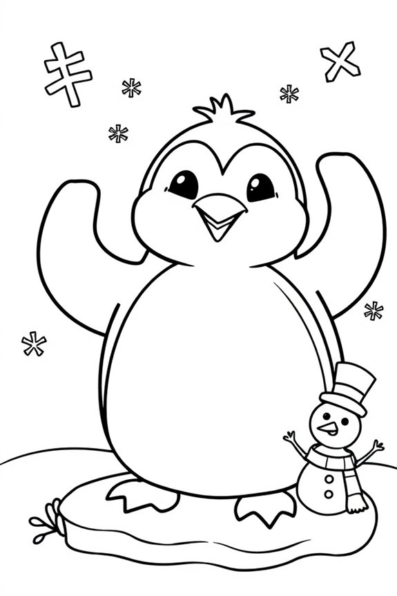 fröhliche Pinguin-Malvorlage