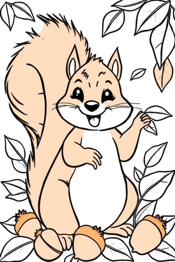 glückliches Eichhörnchen Ausmalbild