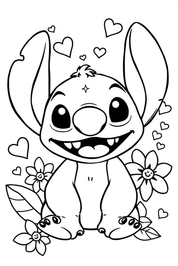 glückliche Stich Ausmalbild