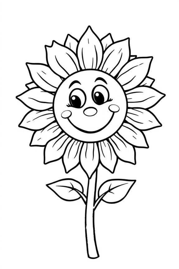 glückliche Sonnenblume Ausmalbild
