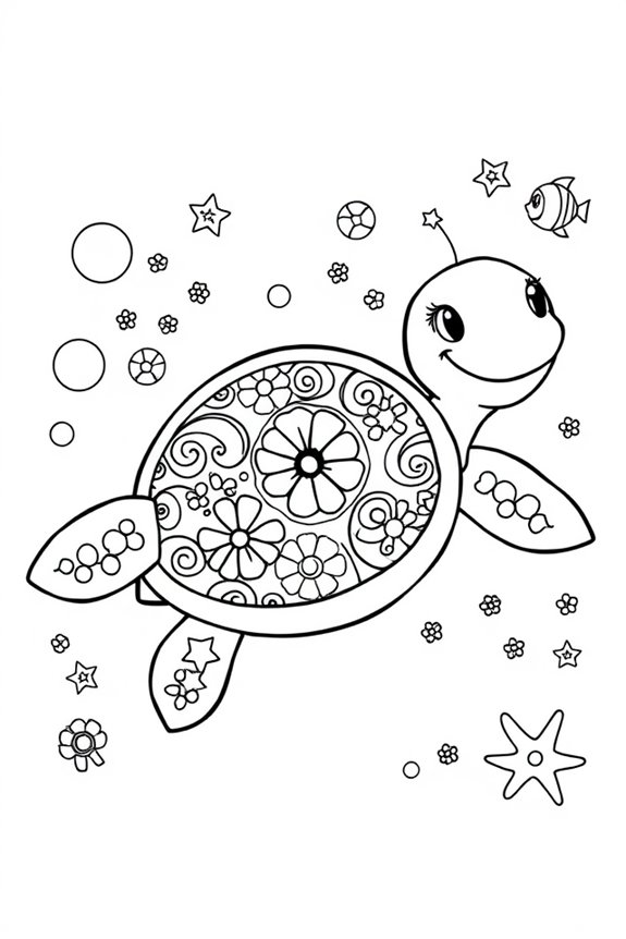 glückliche Schildkröte Ausmalbild