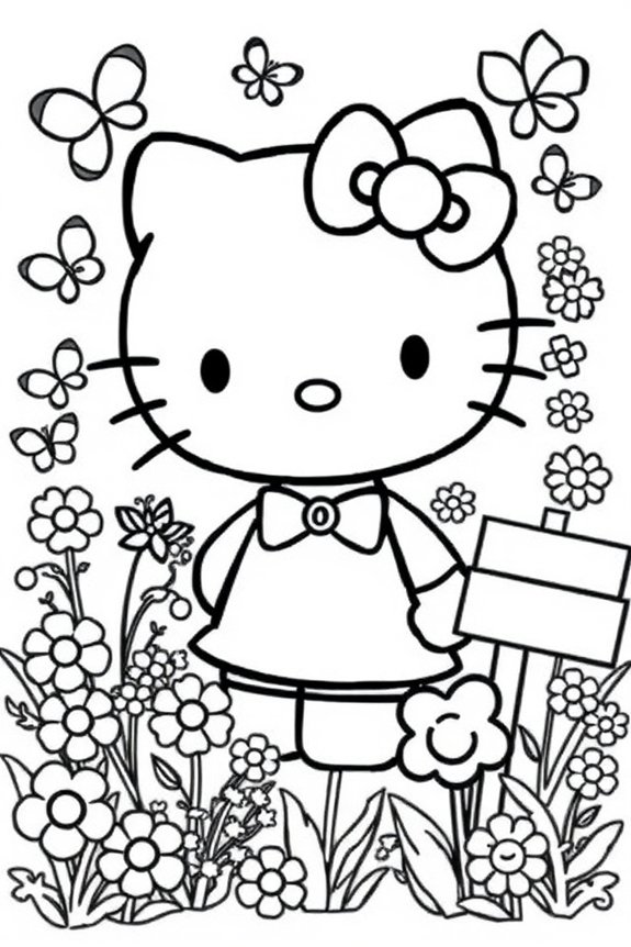 Hello Kitty Garten Ausmalbild