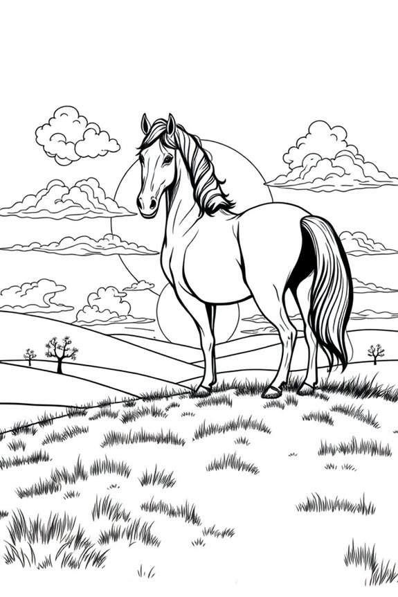 Pferd mit Sonnenuntergangsfärbung