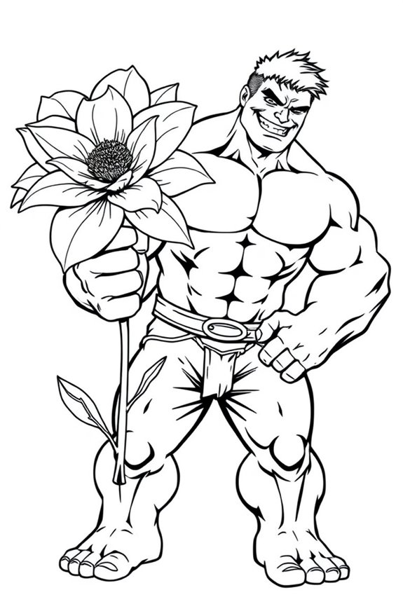 Hulk hält eine Blume