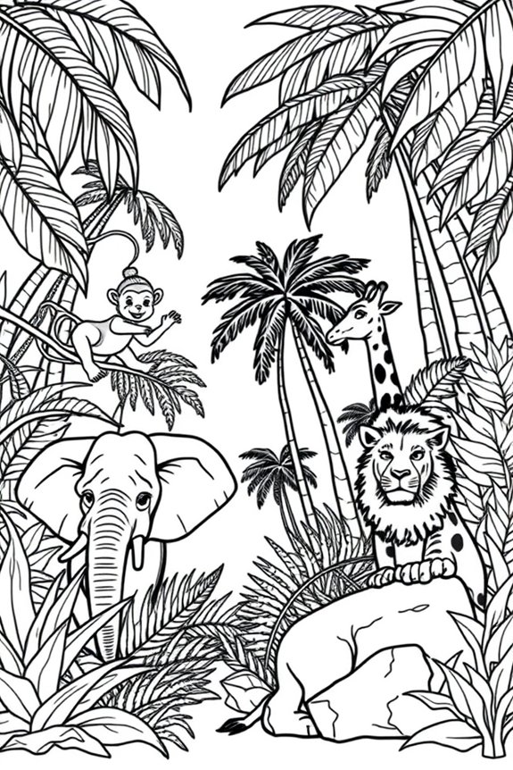 Dschungel-Safari-Tier Ausmalbild