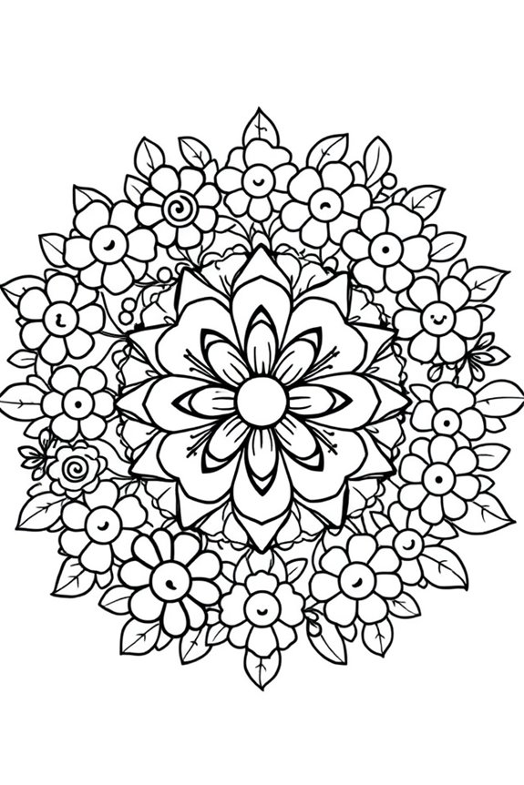 kawaii Blumen Mandala Ausmalbild