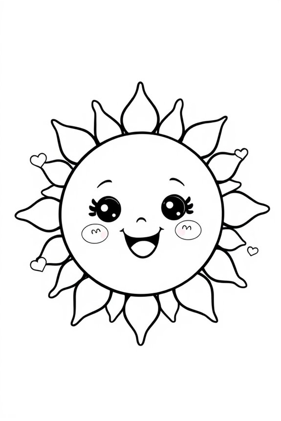kawaii glückliche Sonne Ausmalbild