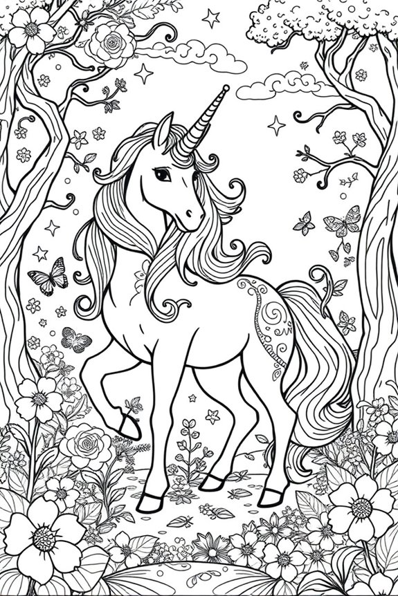 majestätische Einhorn-Ausmalbild