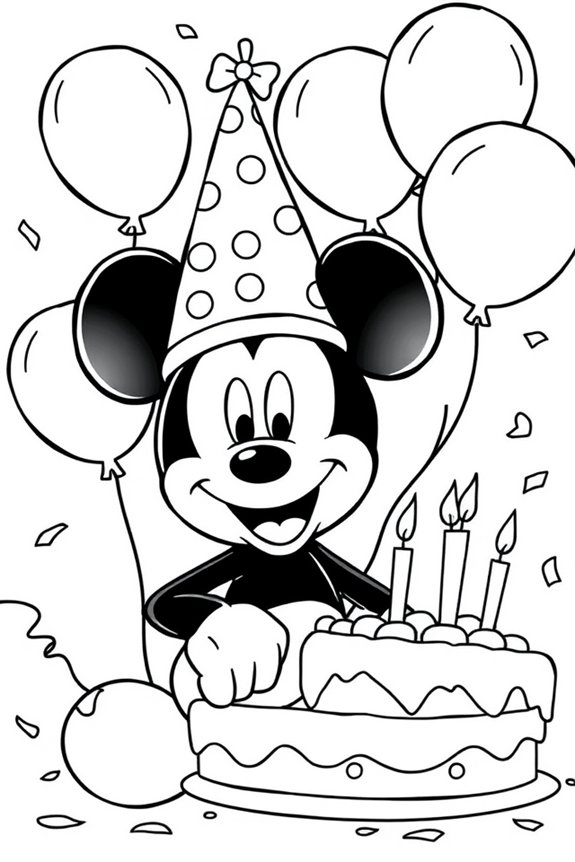 Micky Maus Geburtstags-Ausmalbild