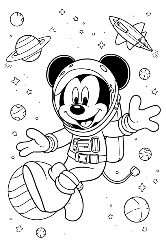 Micky Maus Weltraum Ausmalbild