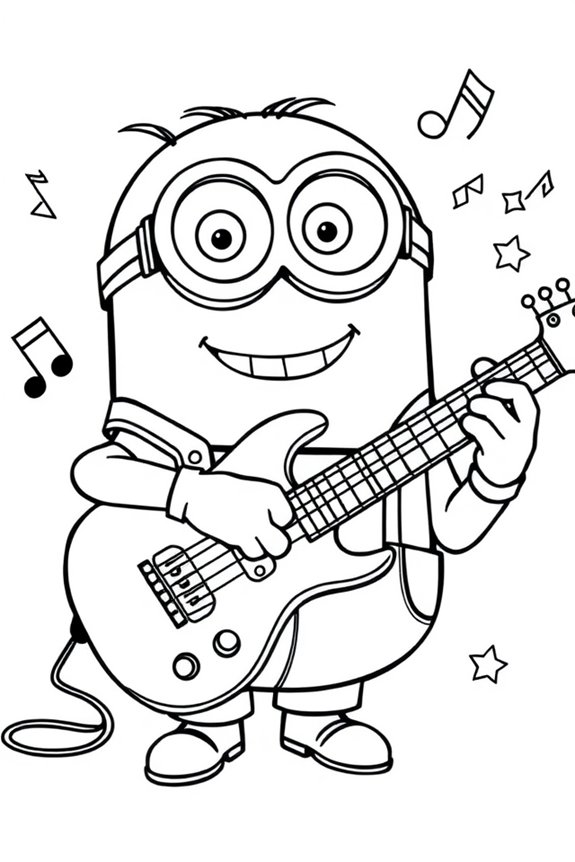 Minion Gitarre Ausmalbild