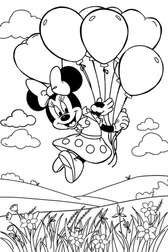 Minnie Maus Ballon Abenteuer Ausmalbild