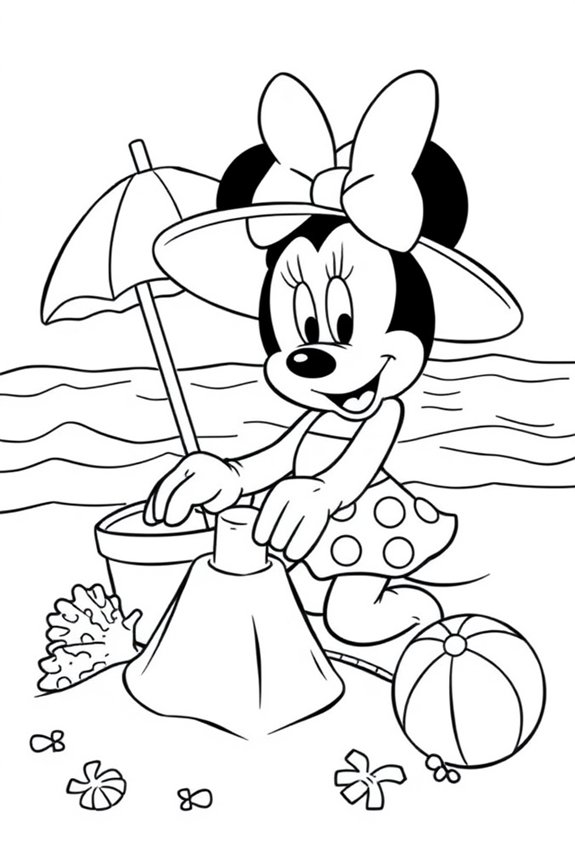 Minnie Maus Strand Malvorlage