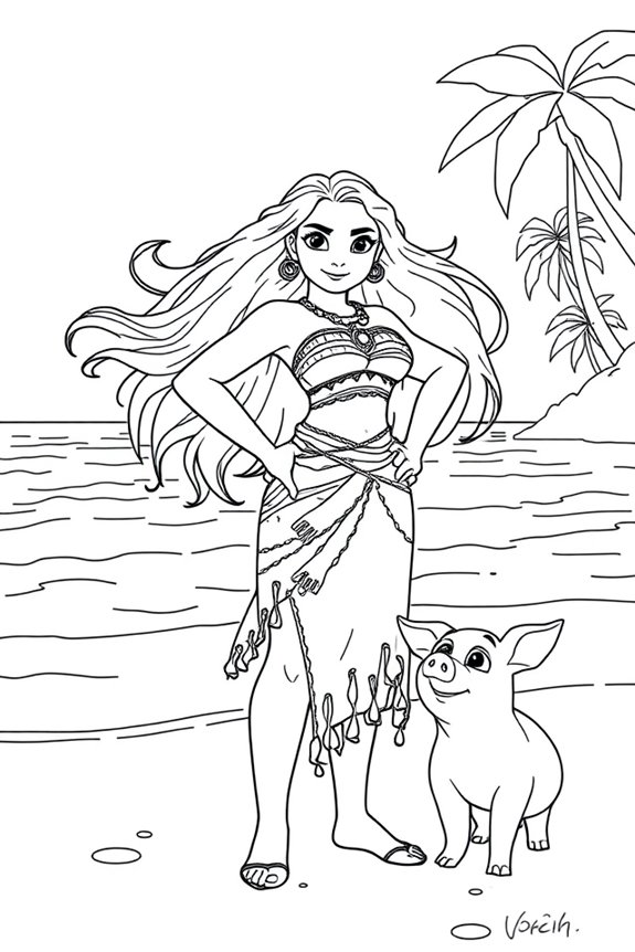 Moana und Pua Ausmalbild