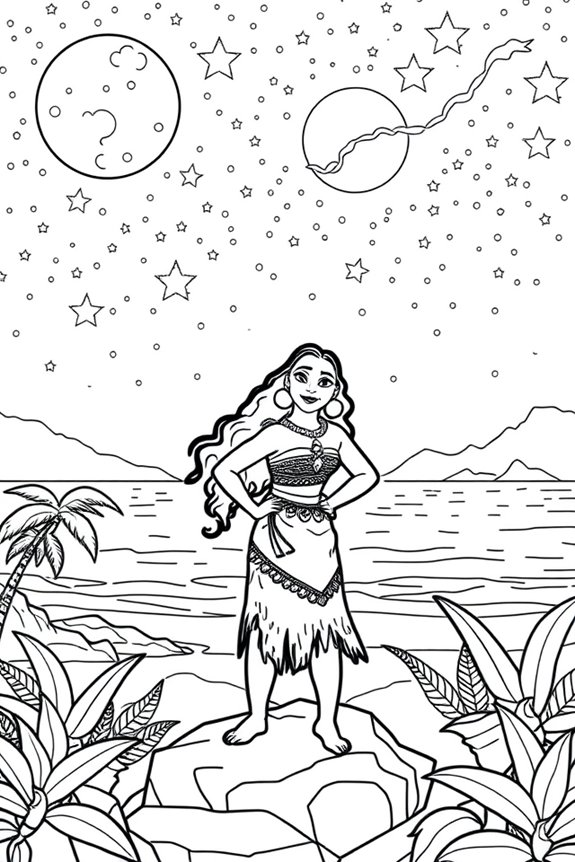Moana Sternennacht Ausmalbild