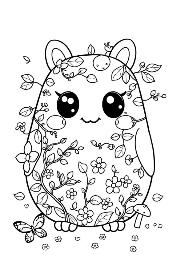 naturinspirierte Squishmallow-Ausmalvorlage