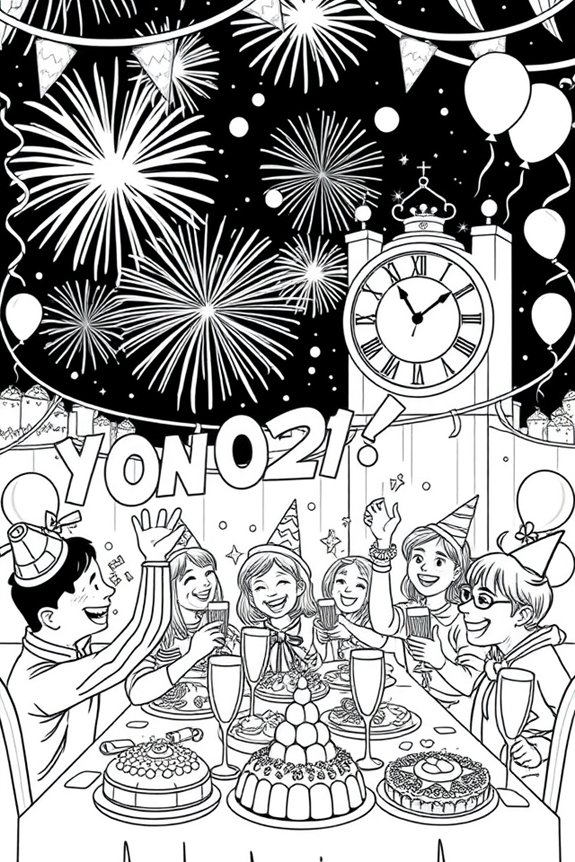 Malvorlage zur Neujahrsfeier