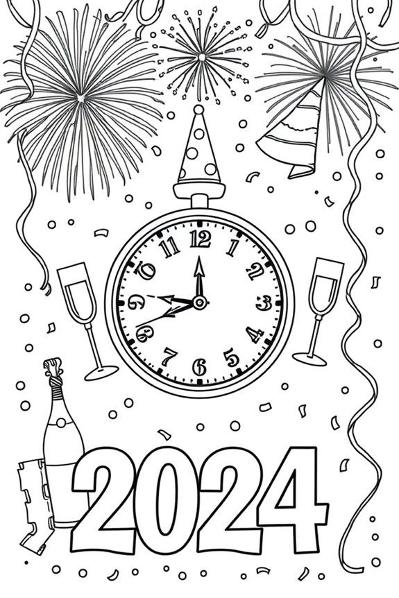 Neujahrsfeier Ausmalbild