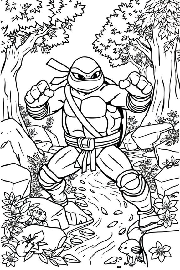 Ninja-Schildkröte Natur Ausmalbild