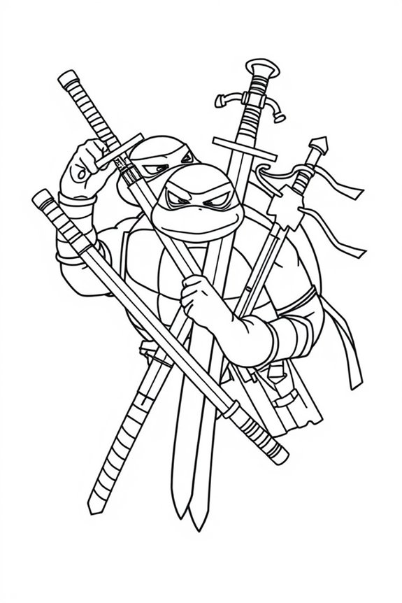 Ninja-Turtle-Waffen-Ausmalbild