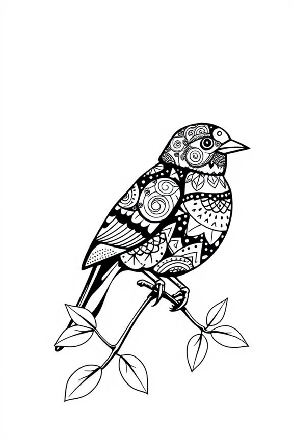gemusterte Vogel-Ausmalbild