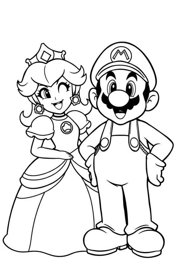 Pfirsich und Mario Ausmalbild