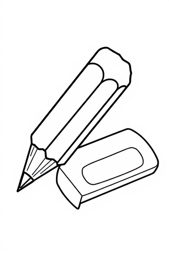 Bleistift- und Radiergummi-Malvorlage