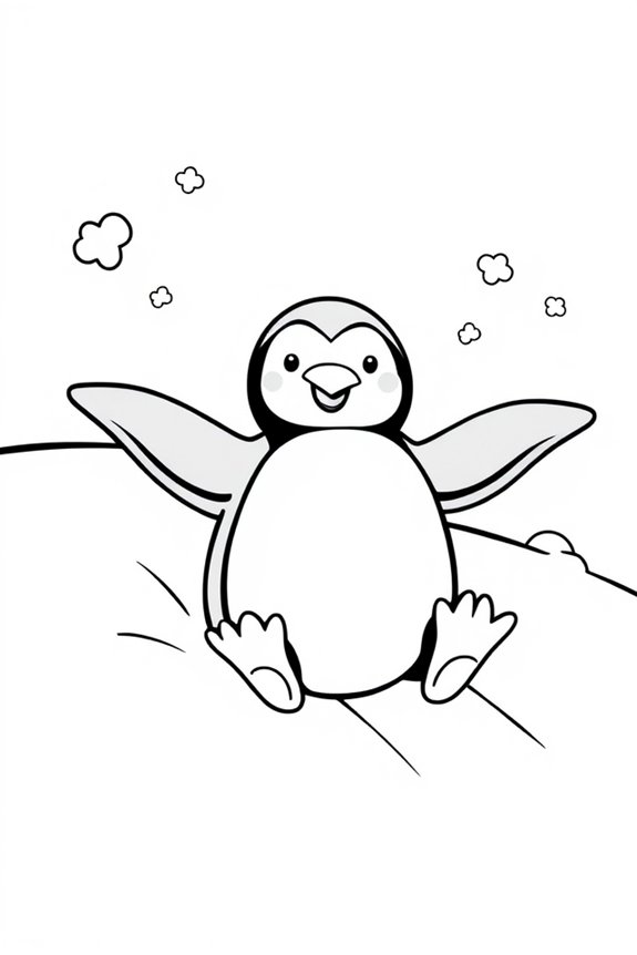 Pinguin spielt im Schnee